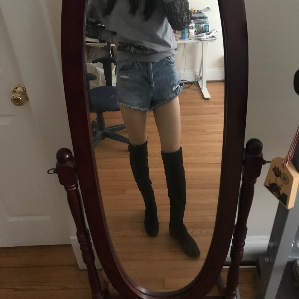 Black fabric boots
